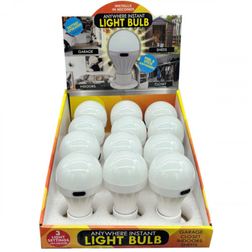 Push-Button Stick On LED Light Bulb Battery-Operated in Countertop Display Push-Button Stick On LED Light Bulb Battery-Operated in Countertop Display