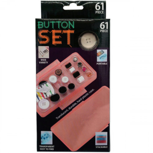 61 Pack Buttons Sewing Kit Case with Needles, Thread and Snap Closures 61 Pack Buttons Sewing Kit Case with Needles, Thread and Snap Closures