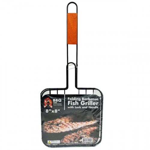 Folding Barbecue Fish Griller with Lock and Handle Folding Barbecue Fish Griller with Lock and Handle
