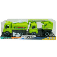 2 Pack Construction Crane, Cement and Water Trucks Toy Set Assorted Styles