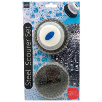 3 Piece Stainless Steel Scourer with Handle and Refill Set