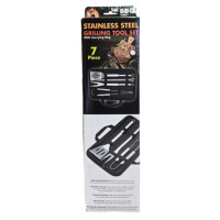 7 Piece Stainless Steel Grilling Tools Set and Carrying Bag
