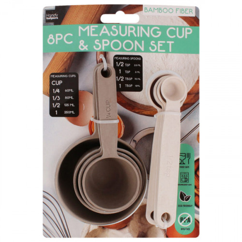 8 Piece Bamboo Fiber Measuring Cups and Spoons Set 8 Piece Bamboo Fiber Measuring Cups and Spoons Set