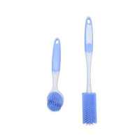 2 Piece Silicone Kitchen Cleaning Brush Set with Long Handles