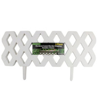 2 Piece  White Outdoor Lawn Border Edging Decorative Garden Plastic Fence Panel Set