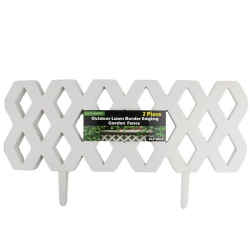 2 Piece White Outdoor Lawn Border Edging Decorative Garden Plastic Fence Panel Set 2 Piece White Outdoor Lawn Border Edging Decorative Garden Plastic Fence Panel Set