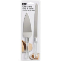 2 Piece Cake Cutting Knife and Server with Clear Acrylic Handles