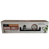 14.2 x 4 x 2.5 in. Wall-Mounted MDF Wood Shelf with Metal Rail and Hardware