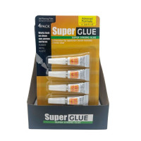 Super Glue 4 Pack 0.5g Tubes for Strong Quick Bonding in Countertop Display