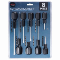 8 Piece Cushioned Grip Screwdriver Set with Durable Steel Shafts
