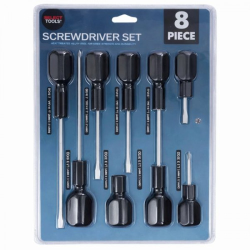 8 Piece Cushioned Grip Screwdriver Set with Durable Steel Shafts 8 Piece Cushioned Grip Screwdriver Set with Durable Steel Shafts