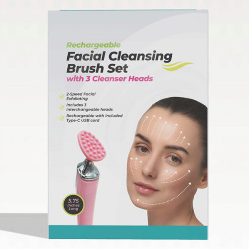 Rechargeable Facial Cleansing Brush Set with 3 Cleanser Heads