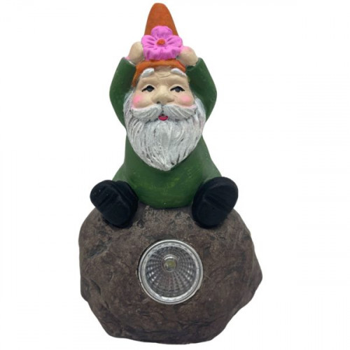 5.25 Inch Solar Garden Gnome Statue with Rock LED Light 5.25 Inch Solar Garden Gnome Statue with Rock LED Light