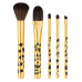 5 Piece Gold Color Leopard Print Makeup Brush Set 5 Piece Gold Color Leopard Print Makeup Brush Set