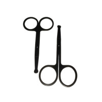 2 Piece Round Pointed Tip Black Anodized Steel Scissors