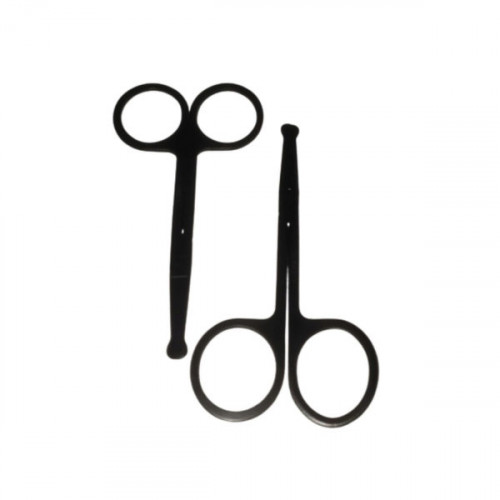 2 Piece Round Pointed Tip Black Anodized Steel Scissors 2 Piece Round Pointed Tip Black Anodized Steel Scissors
