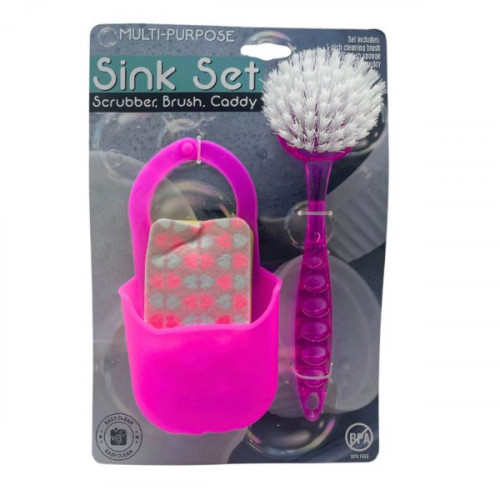 3 Piece Kitchen Sink Scrubber with Caddy Sponge Holder Set 3 Piece Kitchen Sink Scrubber with Caddy Sponge Holder Set