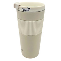 16 oz Travel Thermal Insulation Coffee Cup with Silicone Grip - White