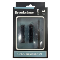 3-Pack Salon Grade Anodized Steel Manicure Set with Clipper, Slanted Clipper & Cuticle Pusher