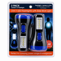 2 Pack Mini 2 in 1 LED Flashlight Set with Side Work Light
