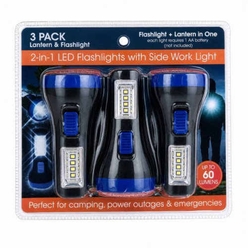 3 Pack Mini 2 in 1 LED Flashlight Set with Side Work Light 3 Pack Mini 2 in 1 LED Flashlight Set with Side Work Light