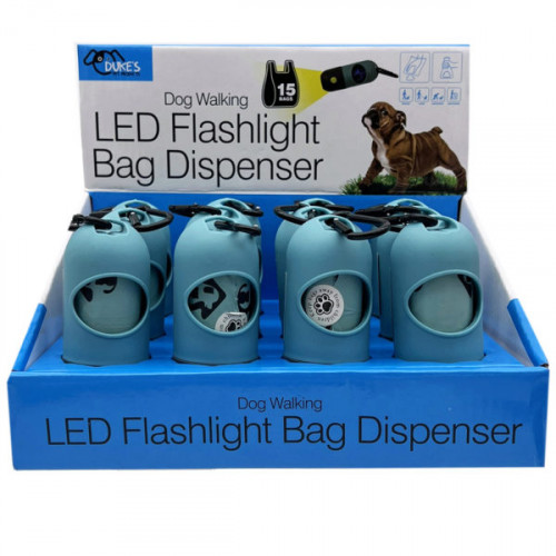 Dog Walking LED Flashlight Bag Dispenser with 15 Bags Countertop Display Dog Walking LED Flashlight Bag Dispenser with 15 Bags Countertop Display