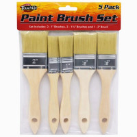 5 Pack Wood Handle Paint Brush Set