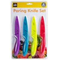 4 Pack Colorful Paring Knife Set with Protective Covers