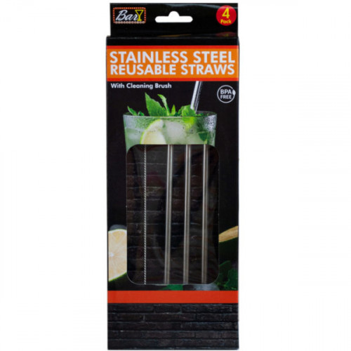 4 Pack Stainless Steel Reusable Straws 4 Pack Stainless Steel Reusable Straws