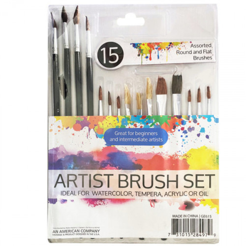 15 Piece Artist's Paint Brush Set