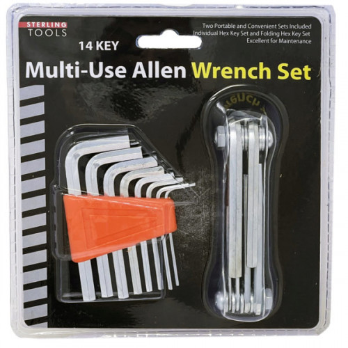 14 Key Multi-Use Folding Allen Wrench with 8 Assorted Hex Keys 14 Key Multi-Use Folding Allen Wrench with 8 Assorted Hex Keys