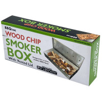Barbecue Smoker Box with Hinged Vented Lid