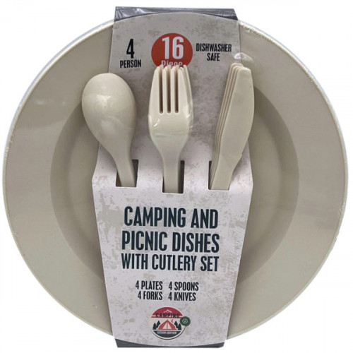 16 Piece Camping and Picnic Dishes with Cutlery Set 16 Piece Camping and Picnic Dishes with Cutlery Set