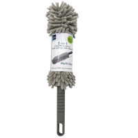 2-in-1 Chenille Duster & Mesh Sponge with Handle