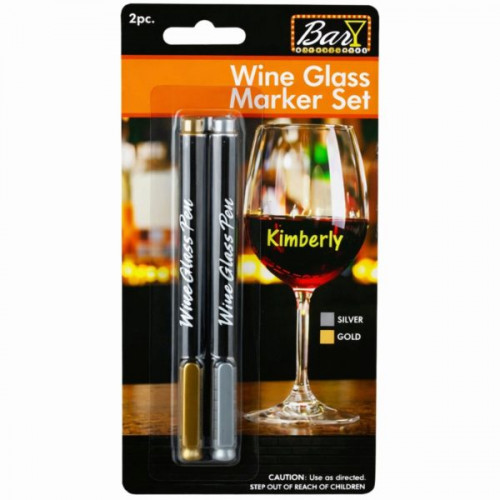 2pc Wine Glass Pen Silver & Gold 2pc Wine Glass Pen Silver & Gold
