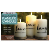 3 Piece Battery Operated Candle Set with Jute Twine
