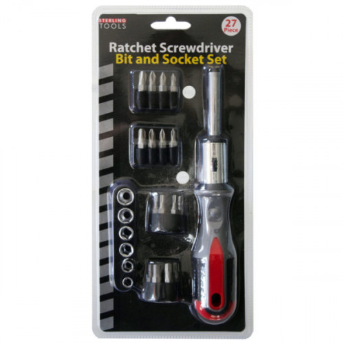 27 Piece Ratcheting Screwdriver Bit & Socket Set 27 Piece Ratcheting Screwdriver Bit & Socket Set