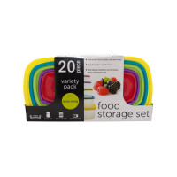 20 Piece Variety Pack Food Storage Containers Set