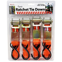 4 Pack 15' Ratchet Tie-Down Set with Buckle