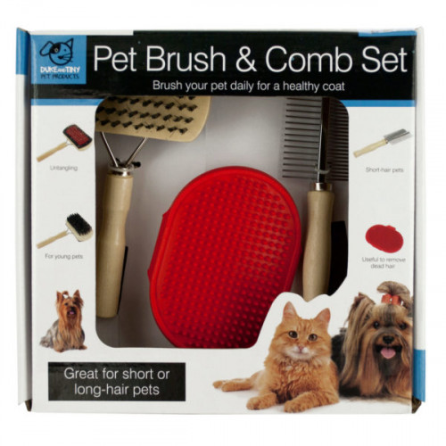 Pet Brush & Comb Grooming Set