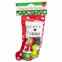 Christmas Cat Stocking w/6 Toys