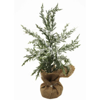 Artificial Pine with Snow Indoor Decor with Decorative Burlap Base