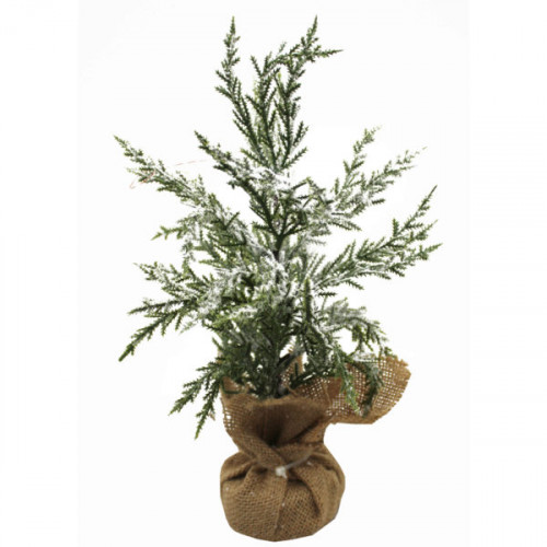 Artificial Pine with Snow Indoor Decor with Decorative Burlap Base Artificial Pine with Snow Indoor Decor with Decorative Burlap Base