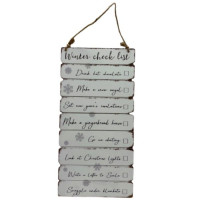 Rustic Print Winter Checklist Hanging Wooden Wall Decor