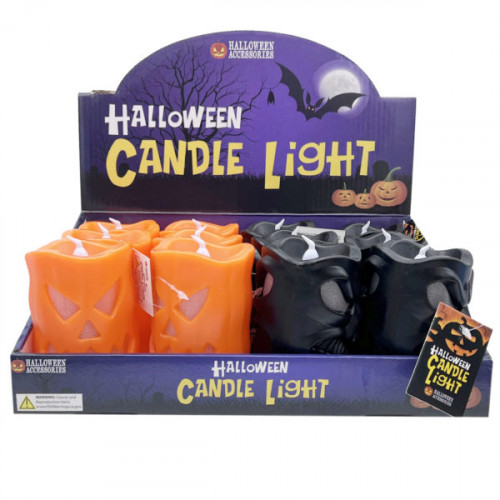 Battery Operated Scary Face Halloween Candle in Countertop Display Battery Operated Scary Face Halloween Candle in Countertop Display