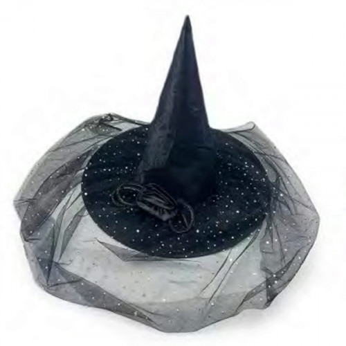 Black Spider Web Witch Hat with Rose and Black Lace Black Spider Web Witch Hat with Rose and Black Lace