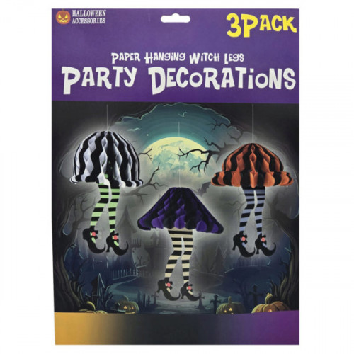 3 Piece Fold Up Honeycomb Paper Hanging Witch Legs Halloween Party Decorations 3 Piece Fold Up Honeycomb Paper Hanging Witch Legs Halloween Party Decorations