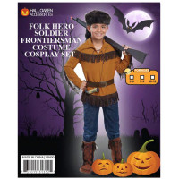 Kid's American Folk Hero Soldier Frontiersman Costume Cosplay Set