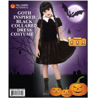 Goth Inspired Black Collared Dress Costume