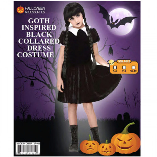 Goth Inspired Black Collared Dress Costume Goth Inspired Black Collared Dress Costume